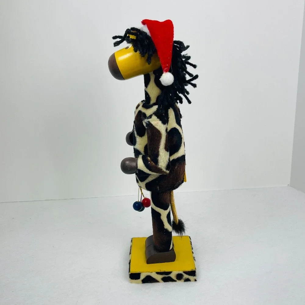 Giraffe Christmas Nutcracker Safari Animal Print Santa Hat 12 Inch Decor
